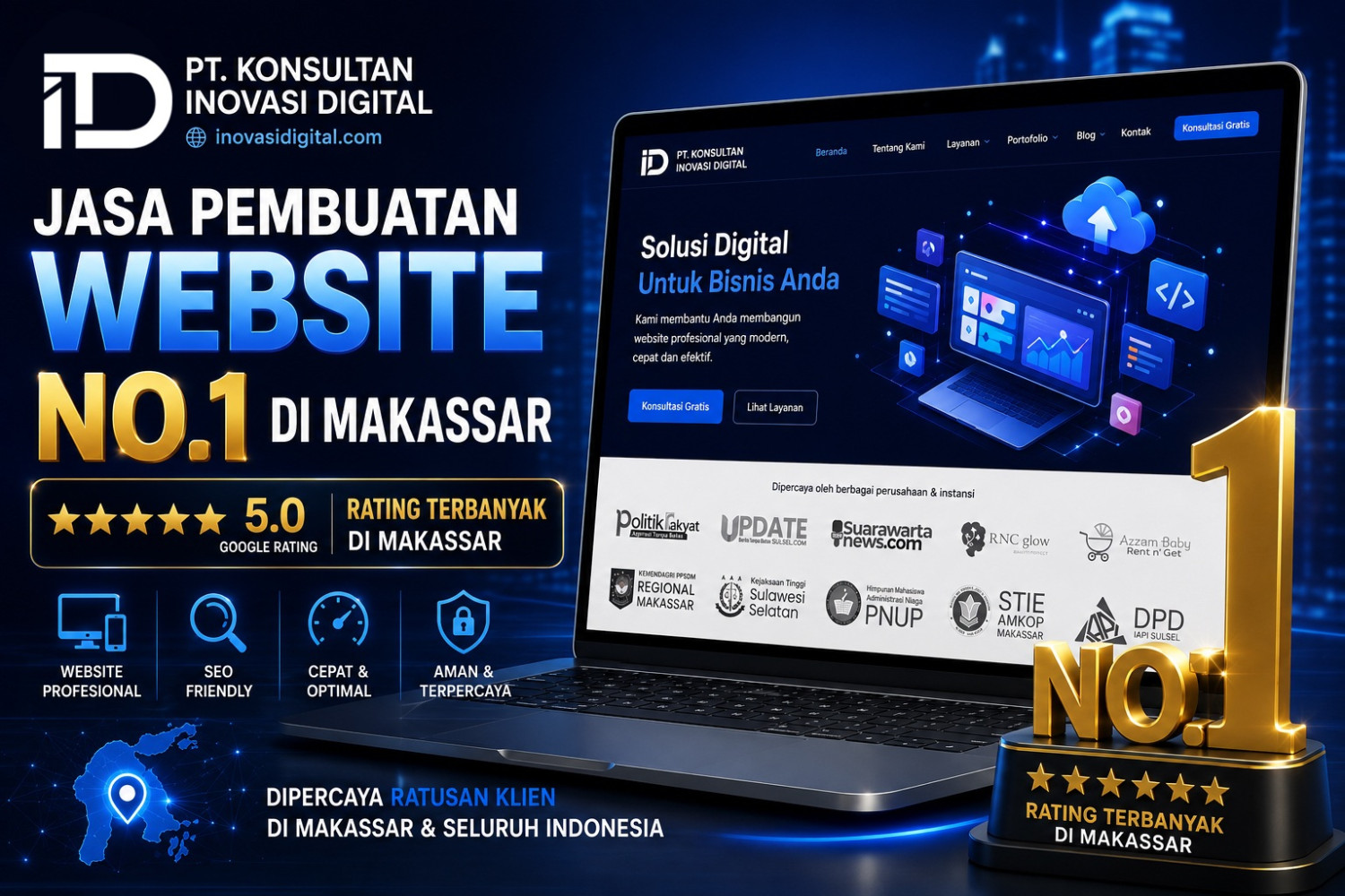 Jasa Pembuatan Website No. 1 di Makassar dengan Rating Terbanyak